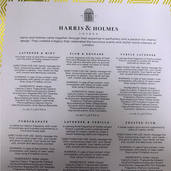 Harris & Holmes Moisturizing Hand Cream Collection - Picture 3 of 3